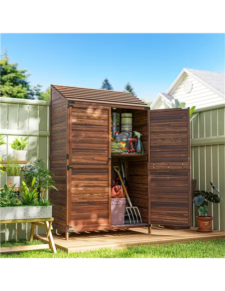 Outsunny 103.5 x 59 cm Wooden Garden Shed - Brown