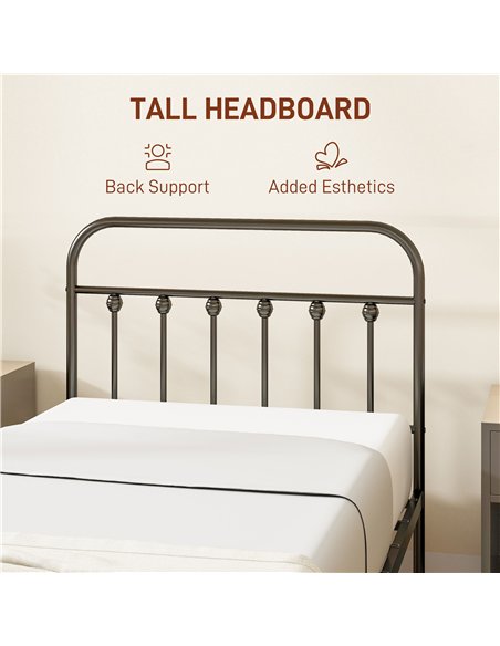 HOMCOM Single Minimalistic Metal Bed Frame - Black