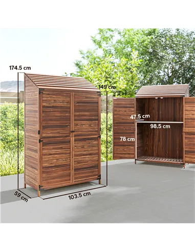 Outsunny 103.5 x 59 cm Wooden Garden Shed - Brown