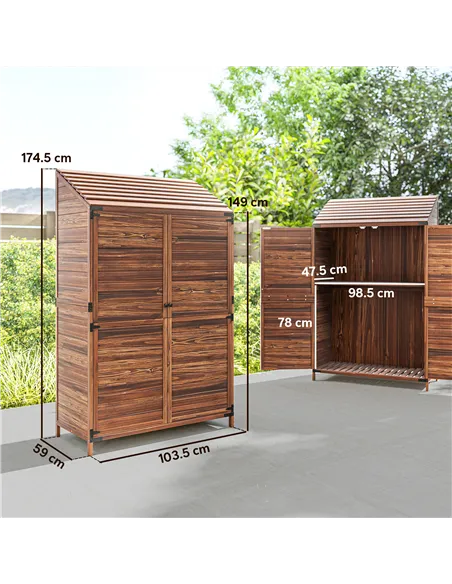 Outsunny 103.5 x 59 cm Wooden Garden Shed - Brown
