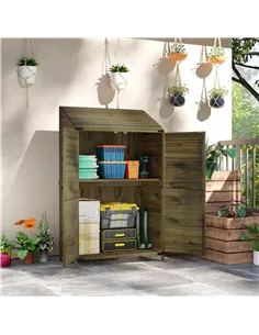 Outsunny 103.5 x 59 cm Wooden Garden Shed - Brown 2