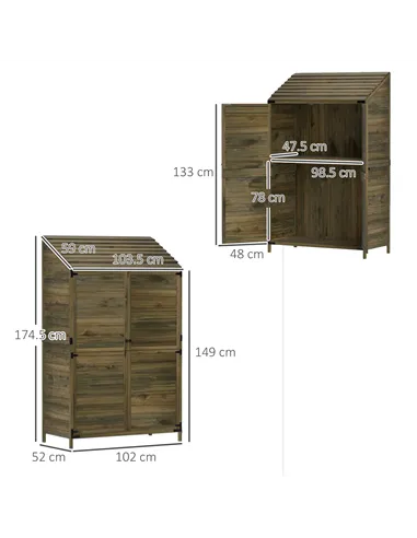 Outsunny 103.5 x 59 cm Wooden Garden Shed - Brown