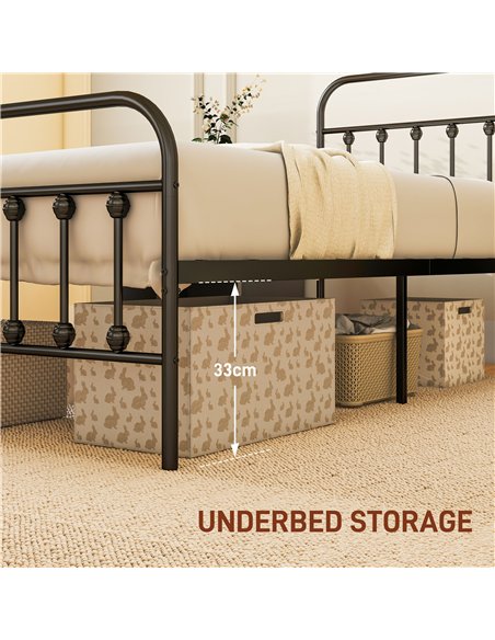 HOMCOM Single Minimalistic Metal Bed Frame - Black