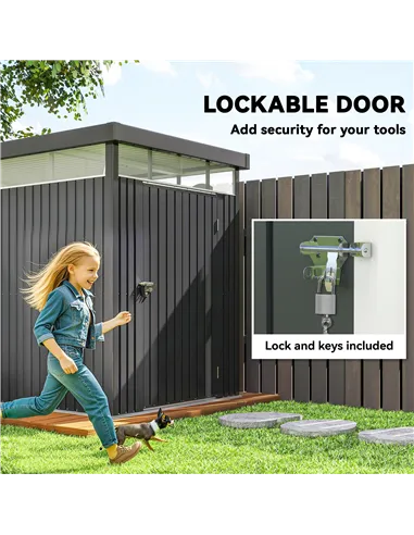 Outsunny 5.3 x 8.5ft Galvanised Steel Garden Shed, Metal Shed with Roof Windows, Leakage Holes and Lockable Wide Door for Outdoo