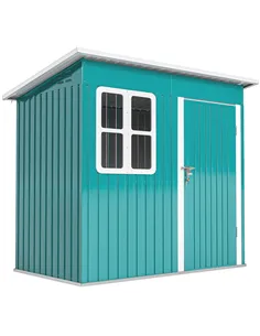 Outsunny 7 x 4ft Galvanised Steel Garden Shed, with Lock and Gloves - Green
