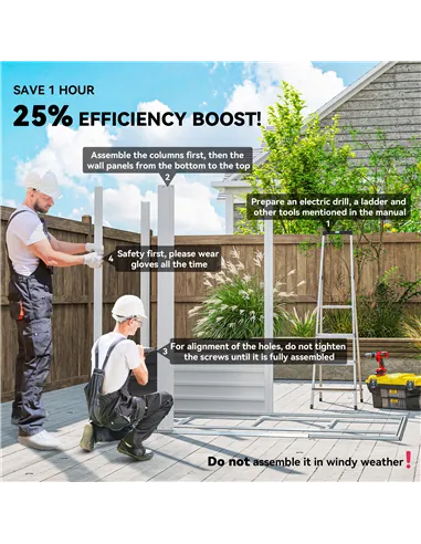 Outsunny 7 x 4ft Garden Shed, Easy to Assemble, Upgraded Galvanised Steel Frame with Foundation Kit, Double Doors with Lock, Out