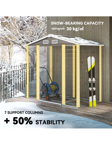 Outsunny 7 x 4ft Garden Shed, Easy to Assemble, Upgraded Galvanised Steel Frame with Foundation Kit, Double Doors with Lock, Out