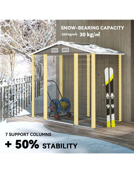Outsunny 7 x 4ft Garden Shed, Easy to Assemble, Upgraded Galvanised Steel Frame with Foundation Kit, Double Doors with Lock, Out