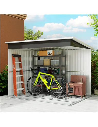 Outsunny 8.5 x 6ft Storage Shed Galvanised Steel Garden Shed, Metal Shed with Foundation Kit, Window, Lockable Wide Doors and Ai