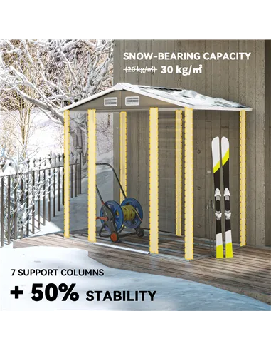 Outsunny 7 x 4ft Garden Shed, Easy to Assemble, Upgraded Galvanised Steel Frame with Foundation Kit, Double Doors with Lock, Out