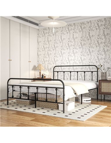 HOMCOM Double Minimalistic Metal Bed Frame - Black