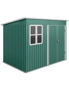 Outsunny 8.5 x 6ft Storage Shed Galvanised Steel Garden Shed, Metal Shed with Foundation Kit, Window, Lockable Wide Doors and Ai
