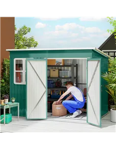 Outsunny 8.5 x 6ft Storage Shed Galvanised Steel Garden Shed, Metal Shed with Foundation Kit, Window, Lockable Wide Doors and Ai 2