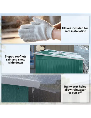 Outsunny 8.5 x 6ft Storage Shed Galvanised Steel Garden Shed, Metal Shed with Foundation Kit, Window, Lockable Wide Doors and Ai