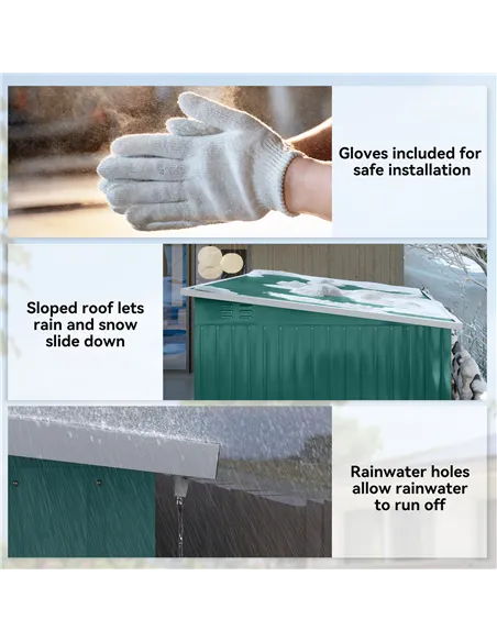 Outsunny 8.5 x 6ft Storage Shed Galvanised Steel Garden Shed, Metal Shed with Foundation Kit, Window, Lockable Wide Doors and Ai