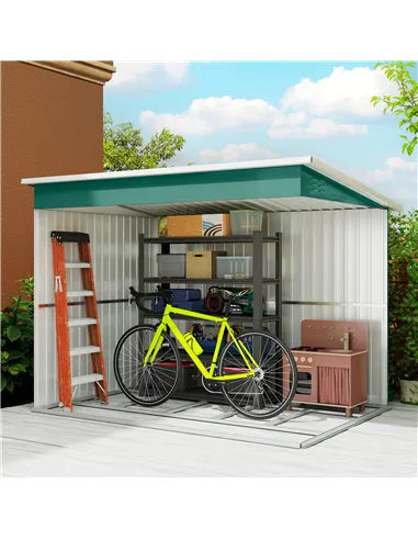 Outsunny 8.5 x 6ft Storage Shed Galvanised Steel Garden Shed, Metal Shed with Foundation Kit, Window, Lockable Wide Doors and Ai