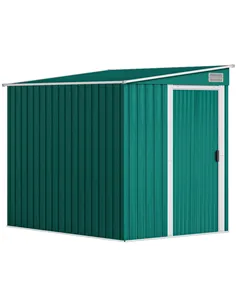 Outsunny 7 x 5ft Galvanised Metal Shed, with Sliding Door - Green