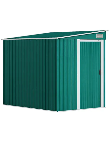 Outsunny 7 x 5ft Galvanised Metal Shed, with Sliding Door - Green