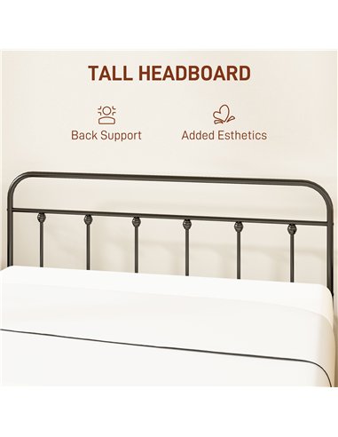 HOMCOM Double Minimalistic Metal Bed Frame - Black