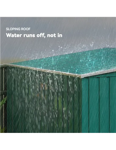 Outsunny 7 x 5ft Galvanised Metal Shed, with Sliding Door - Green