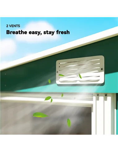 Outsunny 7 x 5ft Galvanised Metal Shed, with Sliding Door - Green