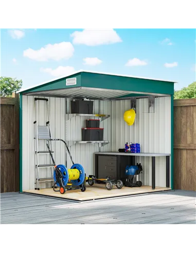 Outsunny 7 x 5ft Galvanised Metal Shed, with Sliding Door - Green