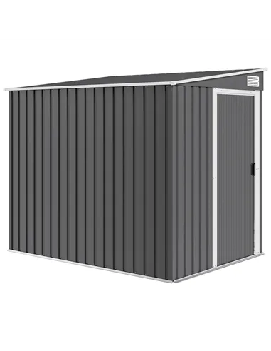 Outsunny 7 x 5ft Galvanised Metal Shed, with Sliding Door - Dark Grey