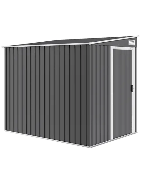 Outsunny 7 x 5ft Galvanised Metal Shed, with Sliding Door - Dark Grey
