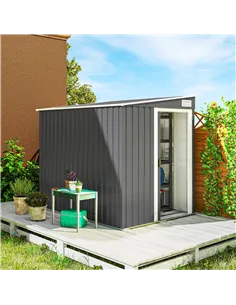 Outsunny 7 x 5ft Galvanised Metal Shed, with Sliding Door - Dark Grey 2