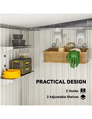 Outsunny 7 x 5ft Galvanised Metal Shed, with Sliding Door - Dark Grey