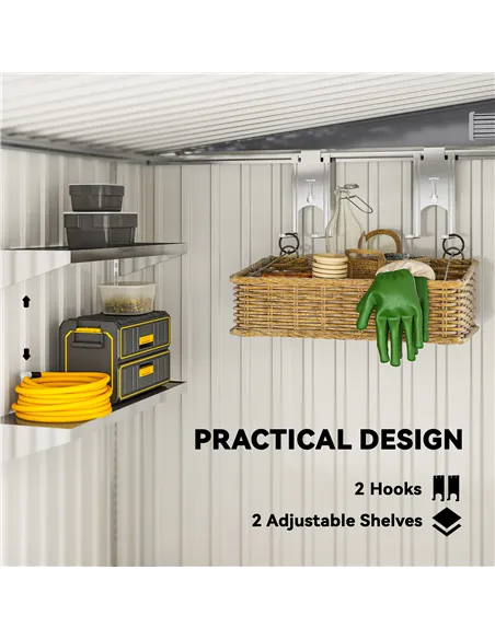 Outsunny 7 x 5ft Galvanised Metal Shed, with Sliding Door - Dark Grey