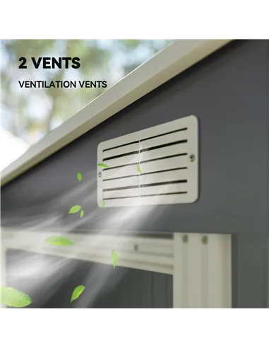 Outsunny 7 x 5ft Galvanised Metal Shed, with Sliding Door - Dark Grey