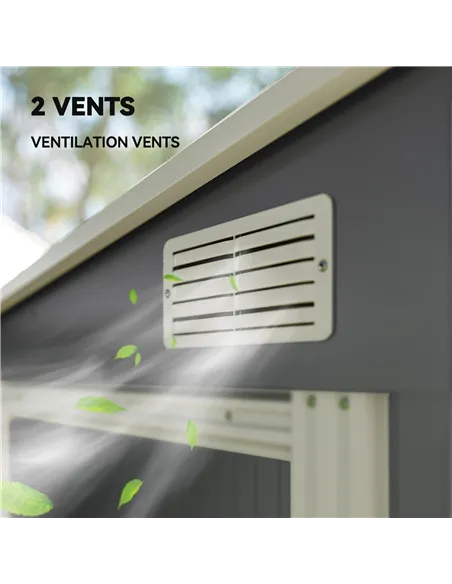 Outsunny 7 x 5ft Galvanised Metal Shed, with Sliding Door - Dark Grey