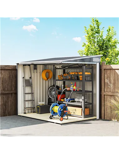 Outsunny 7 x 5ft Galvanised Metal Shed, with Sliding Door - Dark Grey