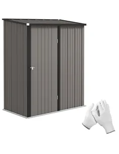 Outsunny 5.3 x 3.1ft Corrugated Steel Garden Shed - Light Grey