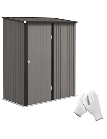 Outsunny 5.3 x 3.1ft Corrugated Steel Garden Shed - Light Grey