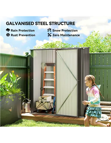 Outsunny 5.3 x 3.1ft Corrugated Steel Garden Shed - Light Grey
