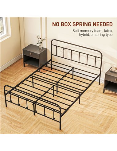 HOMCOM Double Minimalistic Metal Bed Frame - Black