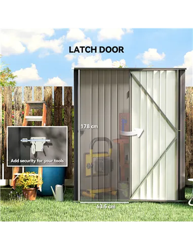 Outsunny 5.3 x 3.1ft Corrugated Steel Garden Shed - Light Grey