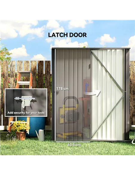 Outsunny 5.3 x 3.1ft Corrugated Steel Garden Shed - Light Grey