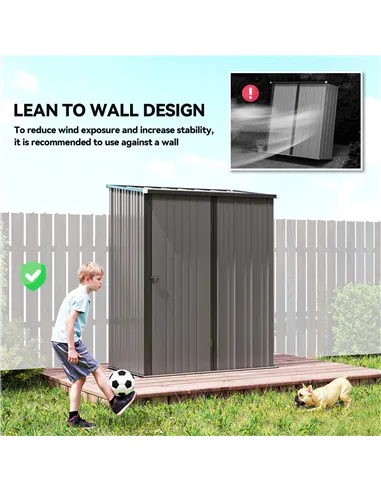 Outsunny 5.3 x 3.1ft Corrugated Steel Garden Shed - Light Grey