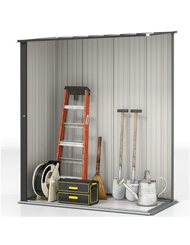 Outsunny 5.3 x 3.1ft Corrugated Steel Garden Shed - Light Grey