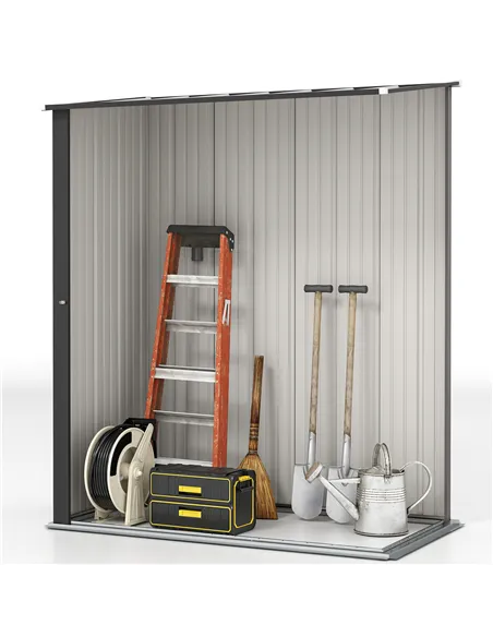 Outsunny 5.3 x 3.1ft Corrugated Steel Garden Shed - Light Grey