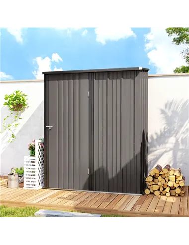 Outsunny 5.3 x 3.1ft Corrugated Steel Garden Shed - Light Grey