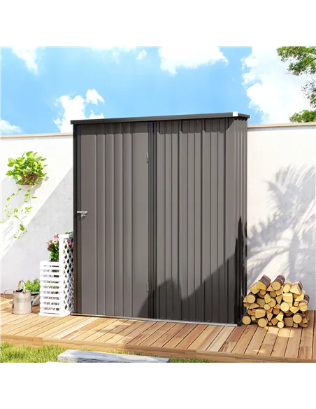 Outsunny 5.3 x 3.1ft Corrugated Steel Garden Shed - Light Grey