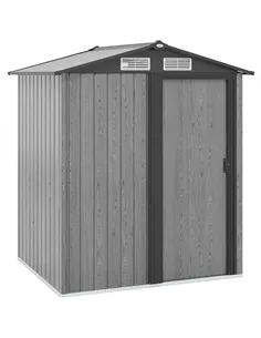 Outsunny 4.3 x 5ft Outdoor Garden Storage Shed - Grey Wood Effect