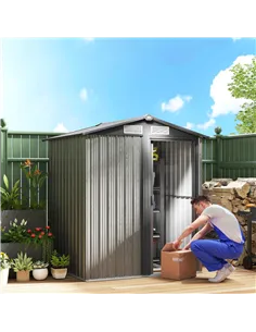 Outsunny 4.3 x 5ft Outdoor Garden Storage Shed - Grey Wood Effect 2