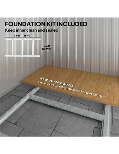 Outsunny 4.3 x 5ft Outdoor Garden Storage Shed - Grey Wood Effect