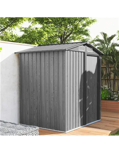 Outsunny 4.3 x 5ft Outdoor Garden Storage Shed - Grey Wood Effect