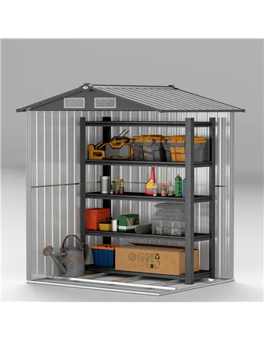 Outsunny 4.3 x 5ft Outdoor Garden Storage Shed - Grey Wood Effect